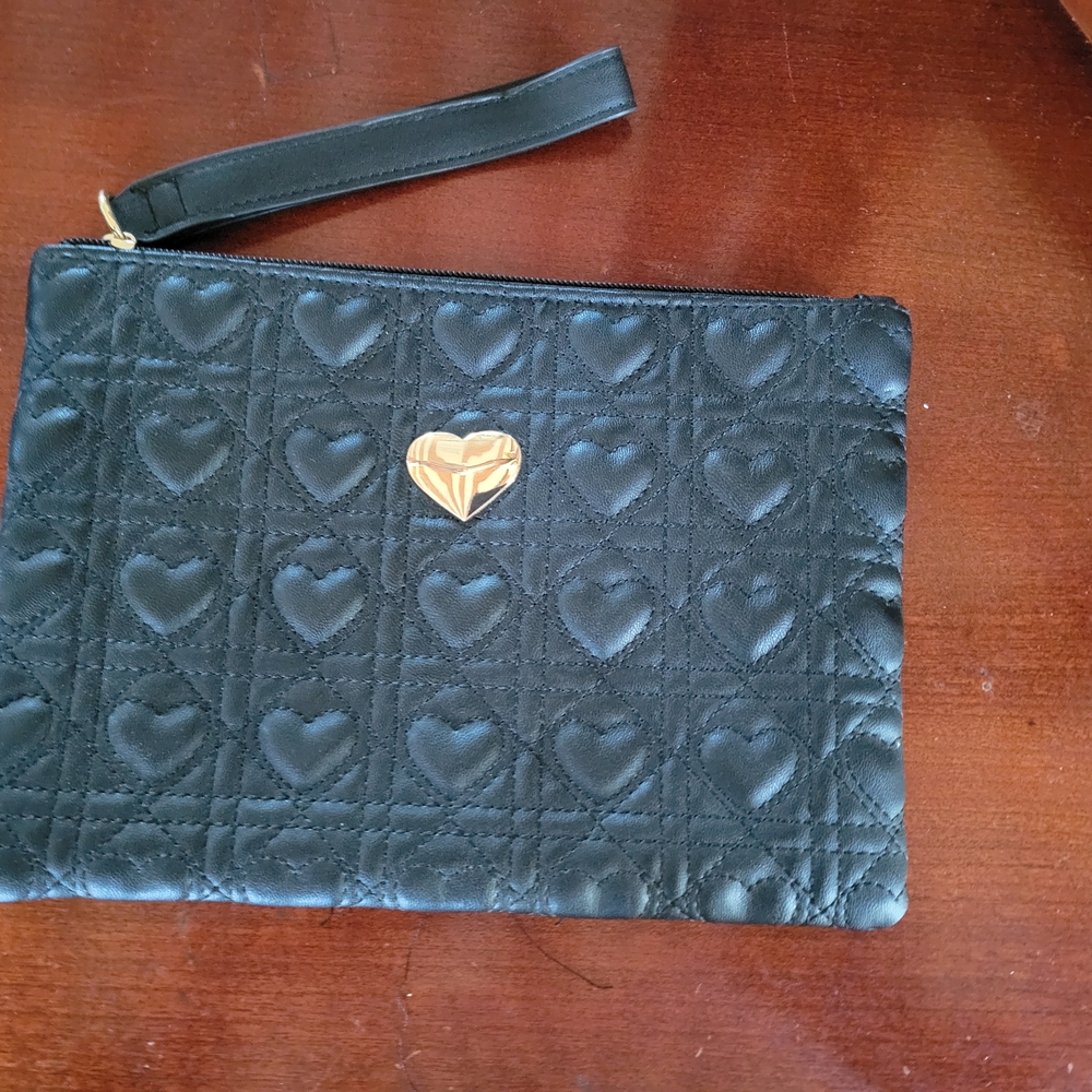 Black Quilted Heart Clutch